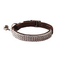 Soft flocking elastic cat collar with a buckle fastener, shown in various colours.