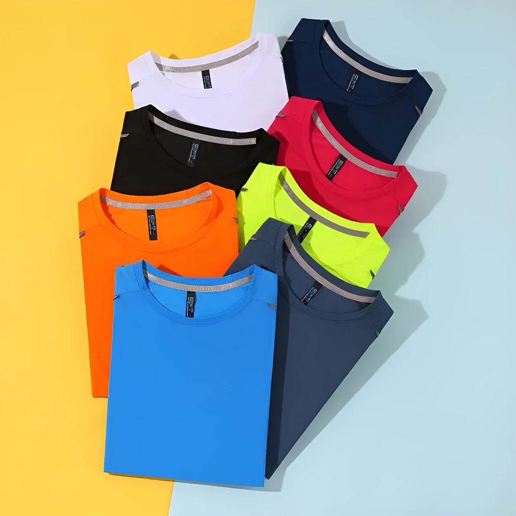 Men's black ice silk quick-dry short sleeve sports t-shirt for running