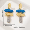 Geometric multicolour stud earrings with electroplated finish on zinc alloy for women
