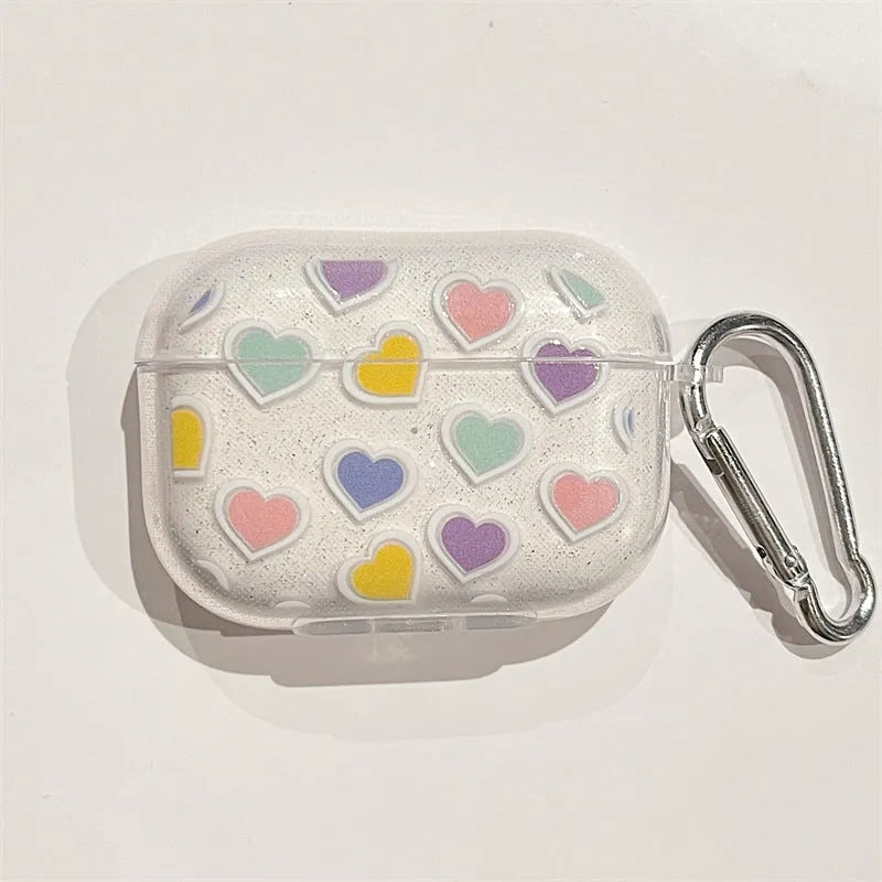 Sparkling pink love TPU headset cover for AirPods 1 2 3 Pro Pro 2 clamshell protective case