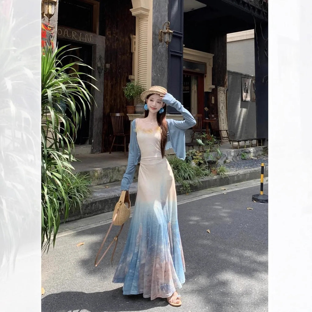 Sleeveless high waist fishtail midi dress in suspender dress colour, spandex fabric, sizes S M L