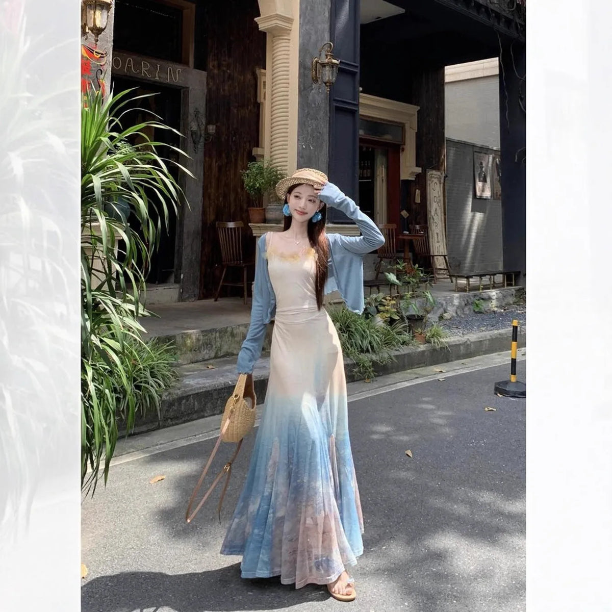 Sleeveless high waist fishtail midi dress in suspender dress colour, spandex fabric, sizes S M L