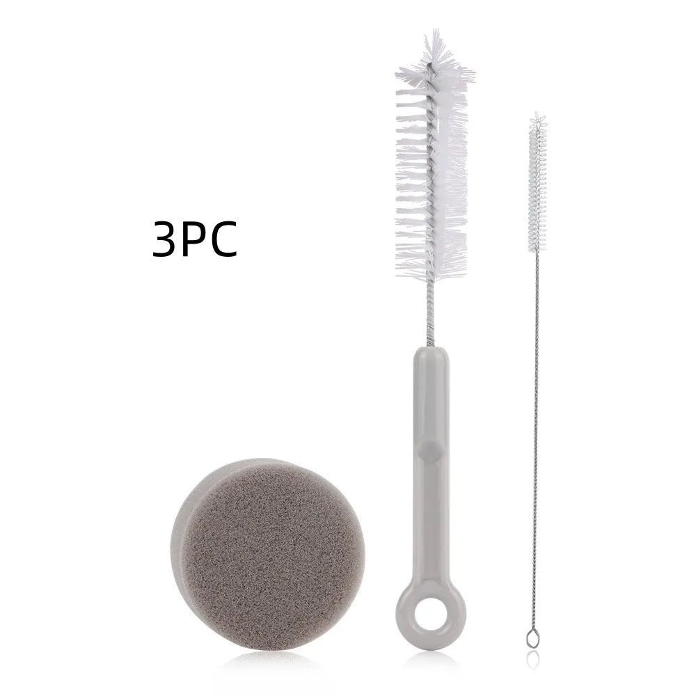 Cylindrical plastic water pump and three cleaning brushes for pet water dispenser accessories