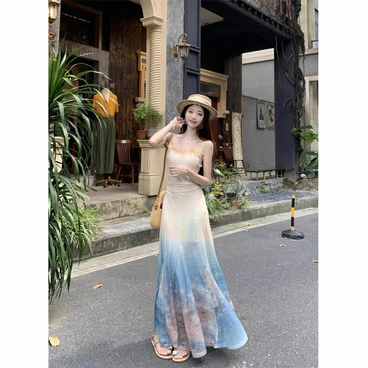 Sleeveless high waist fishtail midi dress in suspender dress colour, spandex fabric, sizes S M L
