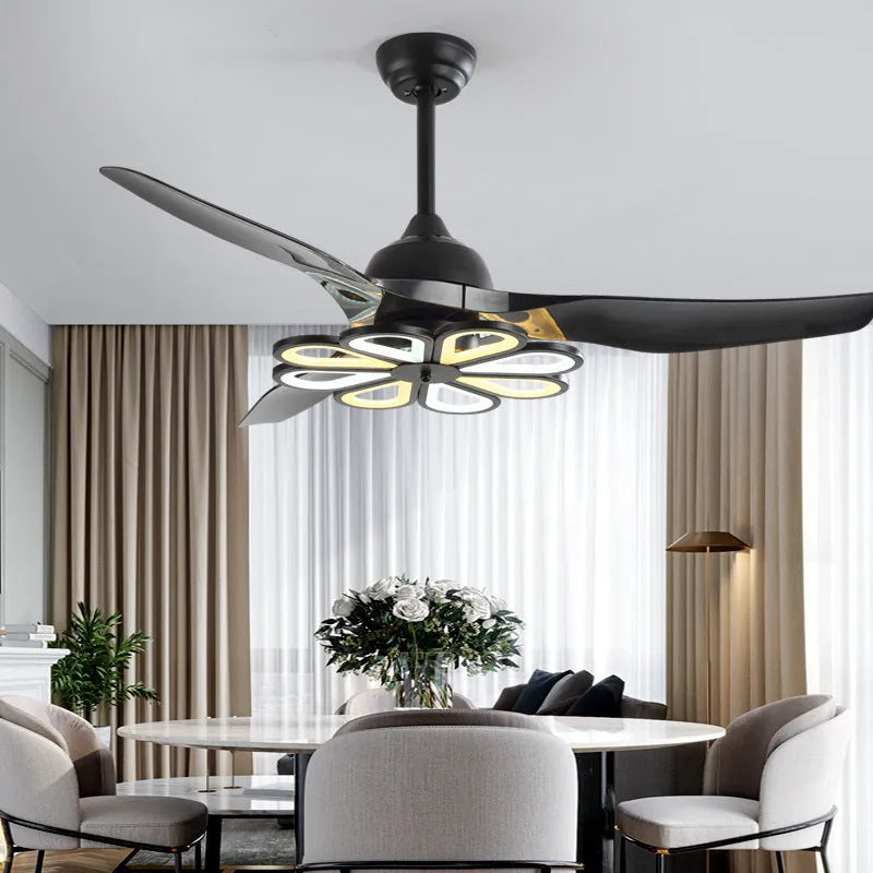 52 inch frequency conversion ceiling fan light with three ABS blades and LED in modern style