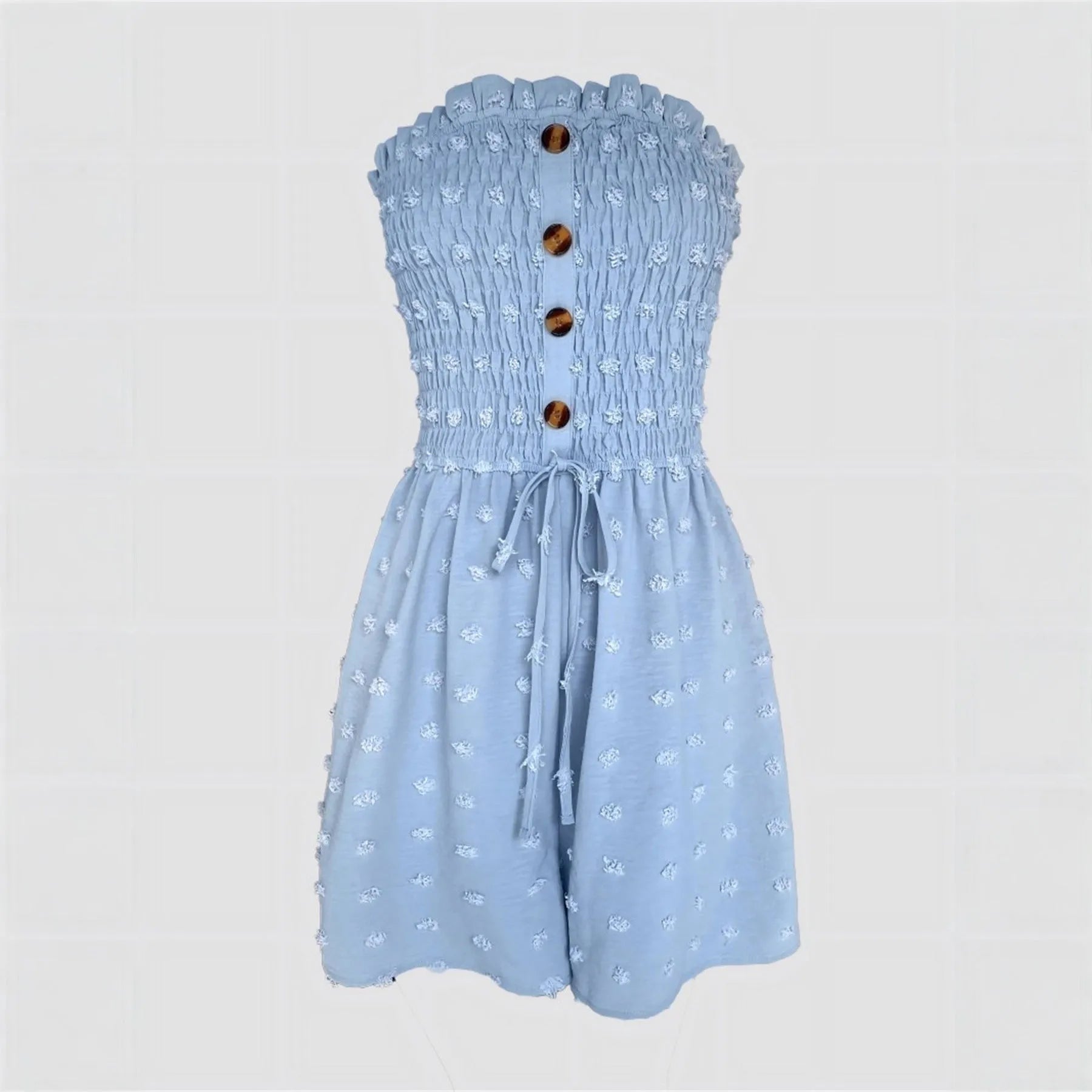 Women's solid colour off-shoulder jumpsuit in thin polyester fabric with elastic waist