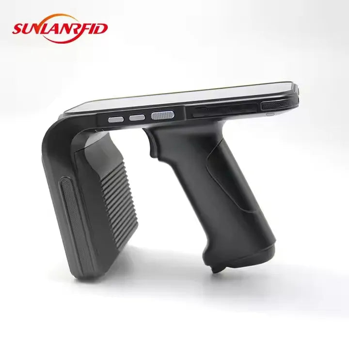 SLP-05 handheld Android UHF RFID scanner reader with barcode scan and fingerprint sensor.