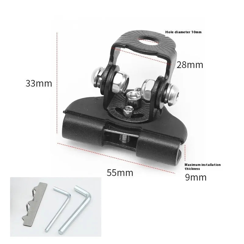 Black stainless steel car hood universal bracket clip holding an LED tube under vehicle bonnet edge