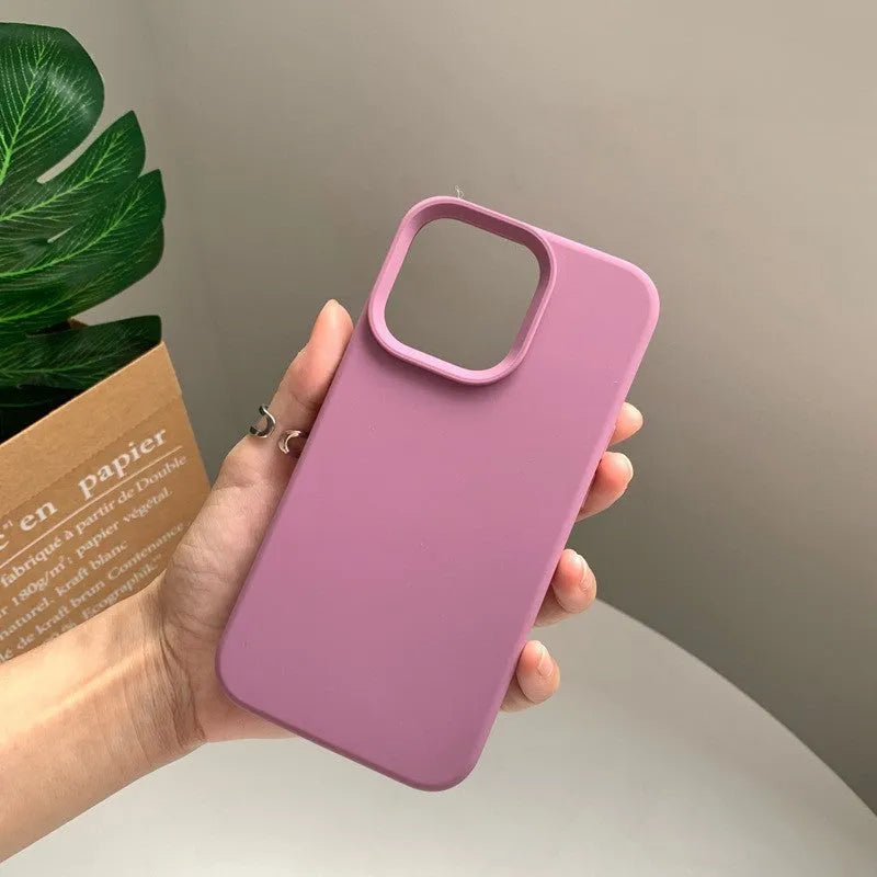 Fully flocking liquid silicone phone case in grey for Apple iPhone 13 Pro with soft-touch finish