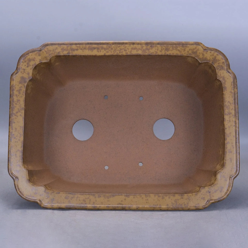Large rectangular purple sand flowerpot with a double pumping angle design, shown on a floor.