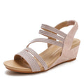 Women's platform sandals in gold colour with a soft leather sole and artificial PU upper