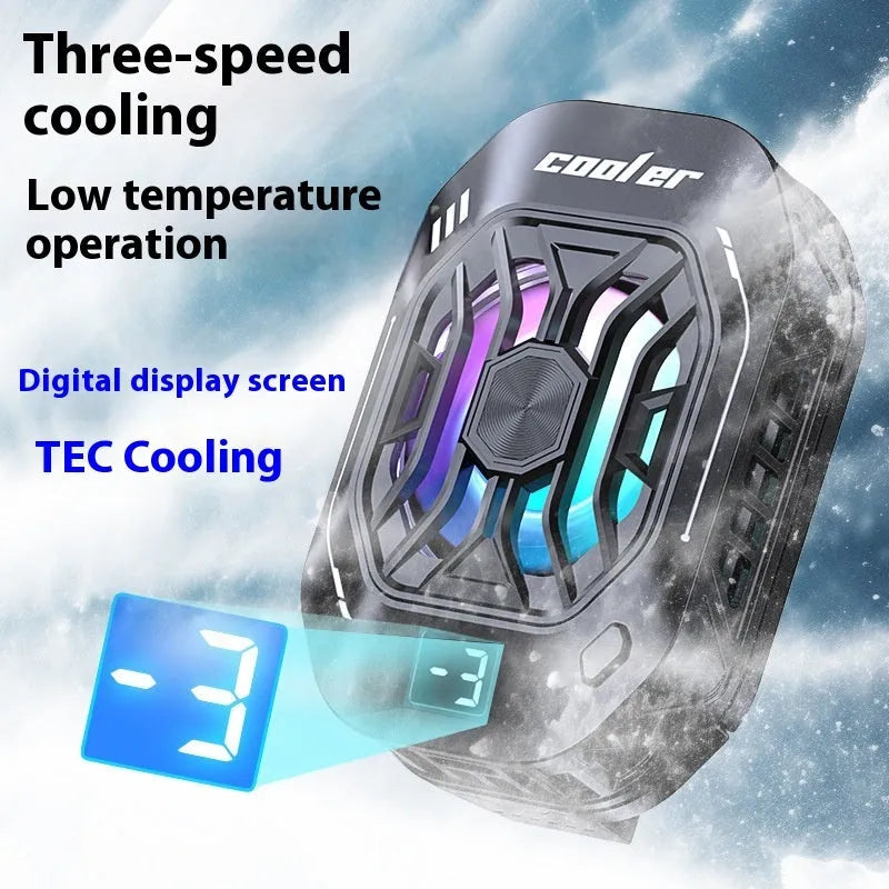 Mobile phone radiator with semiconductor refrigeration, three-gear temperature control, Type-C interface, ABS construction, 83x53x40mm, white colour option
