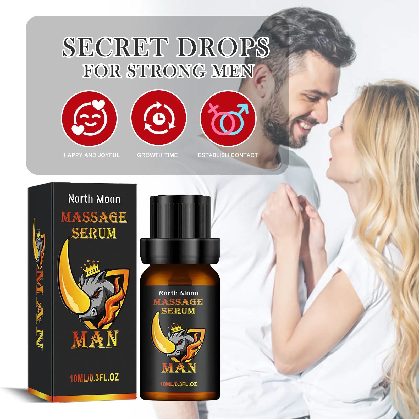 10ml bottle of men's body care essential oil with ginger root oil for massage.