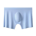 Mens ice silk seamless boxer shorts in black showing 3D pouch and lightweight fabric