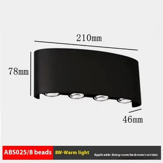 Outdoor waterproof double-headed LED garden lamp with ABS plastic shell in black finish