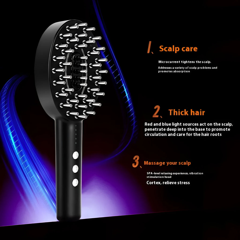 KD3802 Black scalp vibration massage device with charging cable