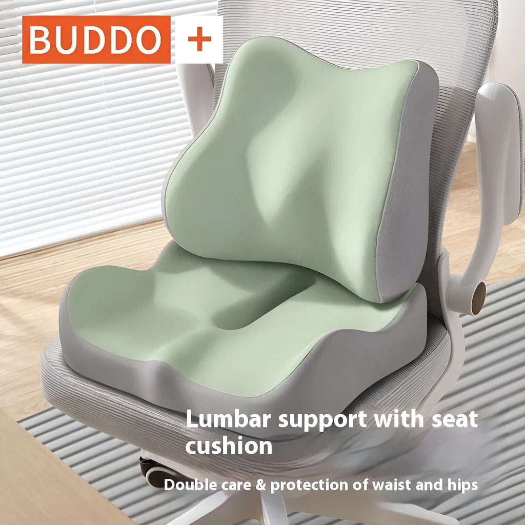 Memory foam seat cushion for waist and back support in grey colour option