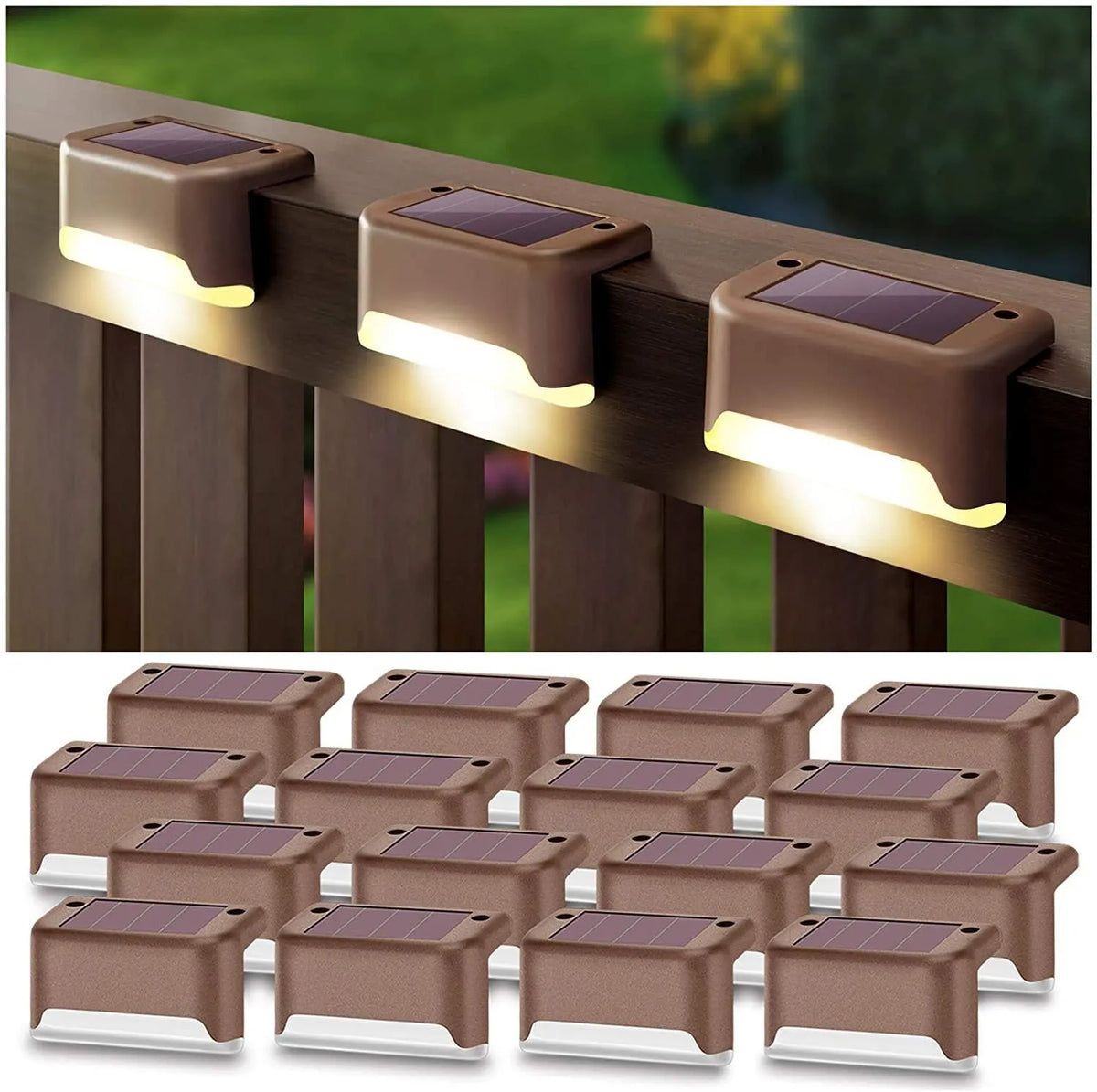 Solar step light LED outdoor garden night light for stairs, brown, warm light, waterproof IP55