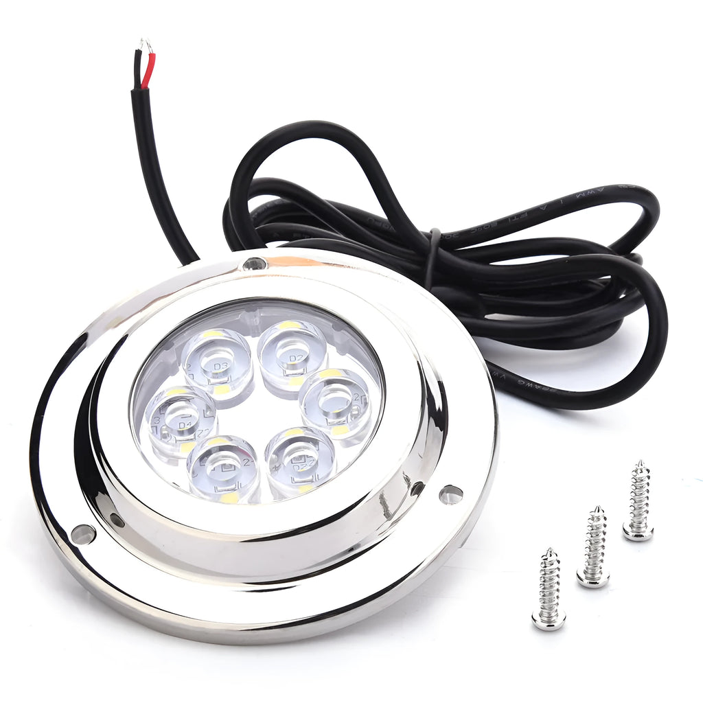Stainless steel underwater LED marine light with 92.8mm diameter and IP68 rating for yacht accessories