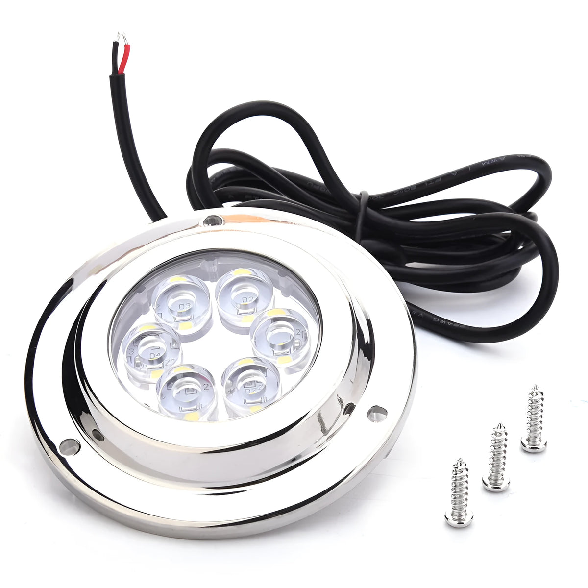 Stainless steel underwater LED marine light with 92.8mm diameter and IP68 rating for yacht accessories