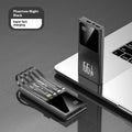 Ultra-thin portable power bank in plastic shell with fast charging, available in black, white, purple, blue, 10000-50000mAh