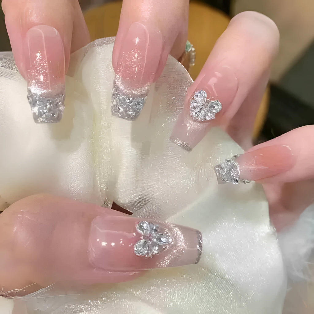 Love butterfly zircon nail art diamond material pack in champagne and silver colour options