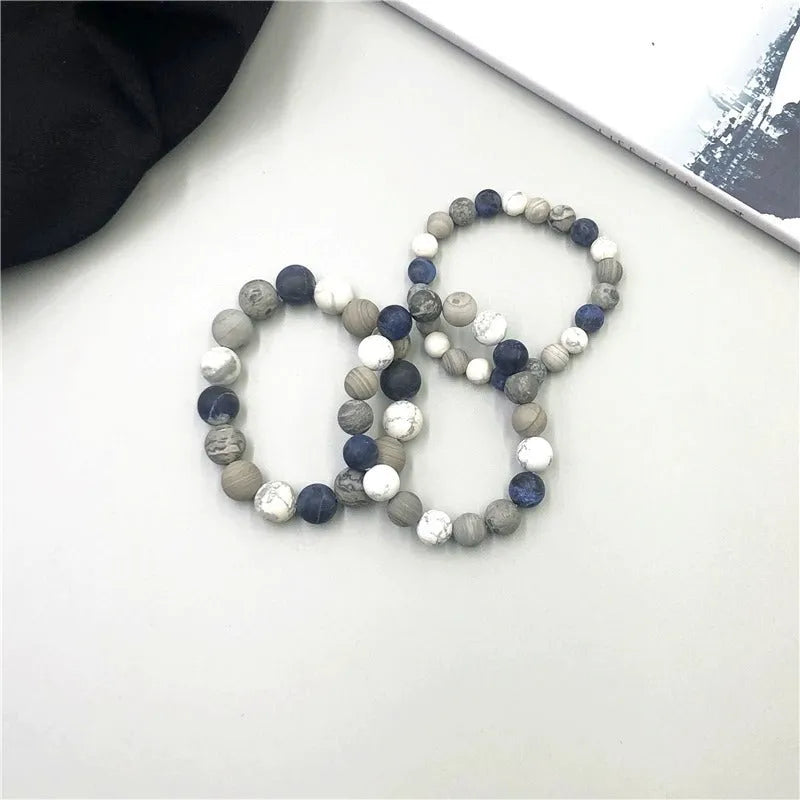 Men's handmade planet stone starry bracelet with U-shaped beads in natural style