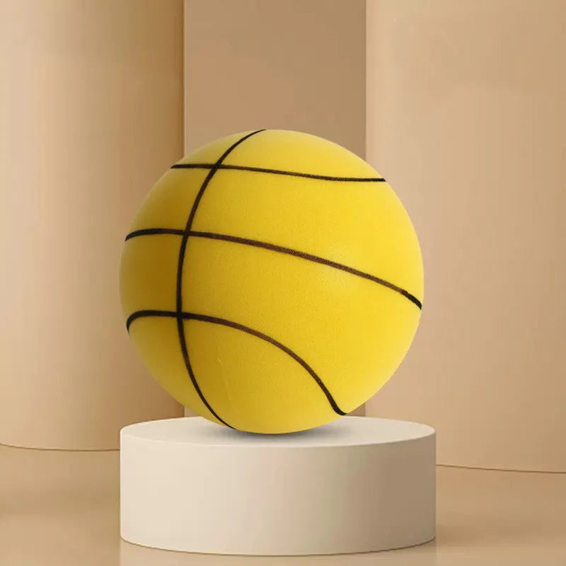 Silent indoor basketball set with high-density foam ball in assorted colours and multiple size options