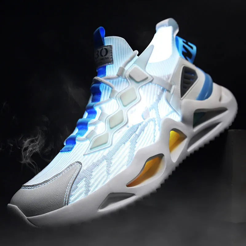 Men's mesh breathable casual sneakers with front tie, low heel, anti-skid plastic sole, colour blocking