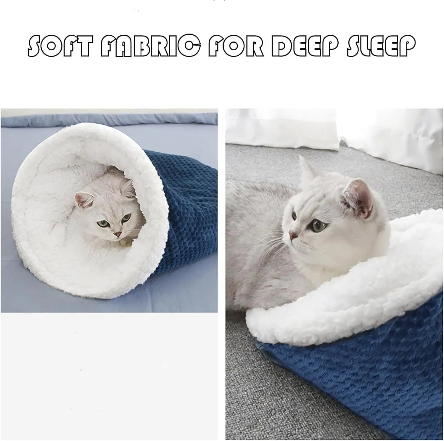 Gray cat winter sleeping bag with removable crinkle sack semi-enclosed cave for cats up to 6kg, 50x47cm bag body