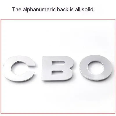 3D metal zinc alloy car bumper sticker showing raised letter A in silver finish, approximately 2.5cm in size.