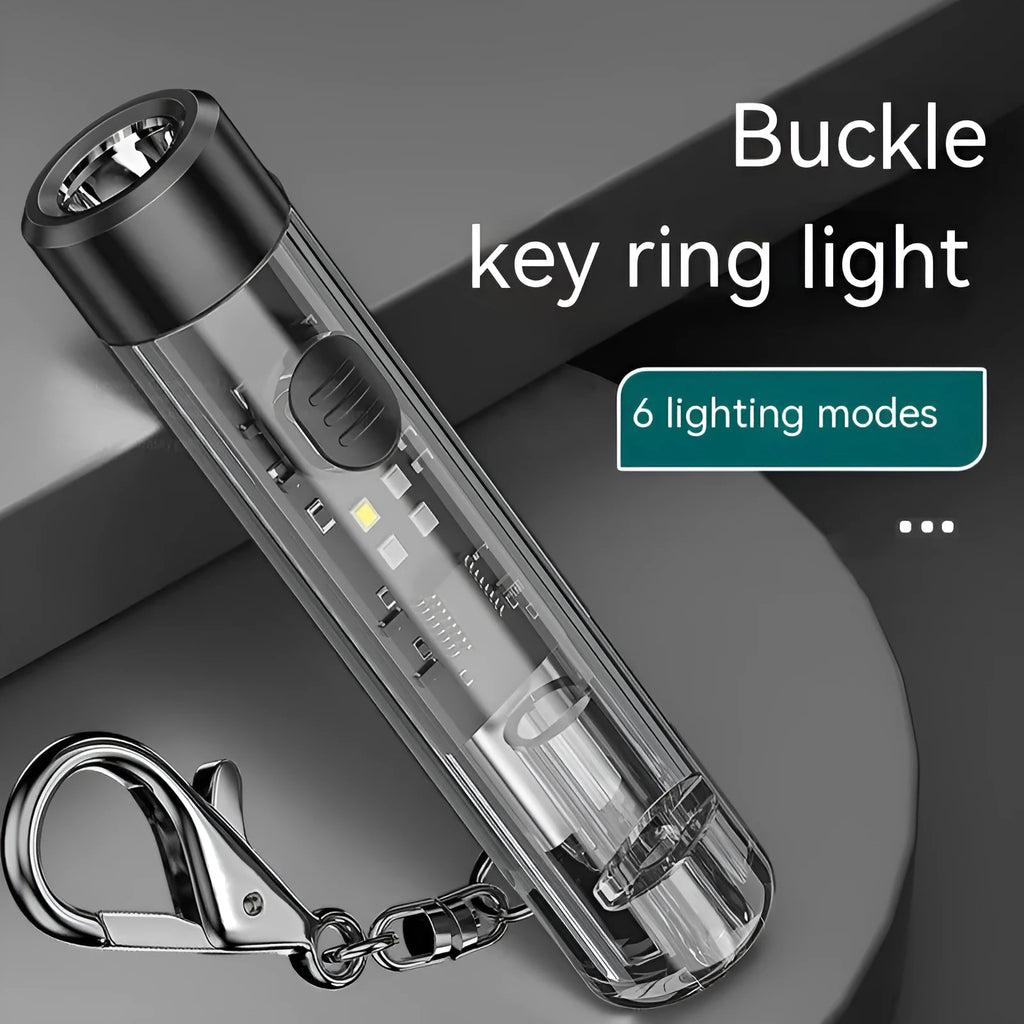 Black plastic USB rechargeable LED torch with built-in battery and charging cable