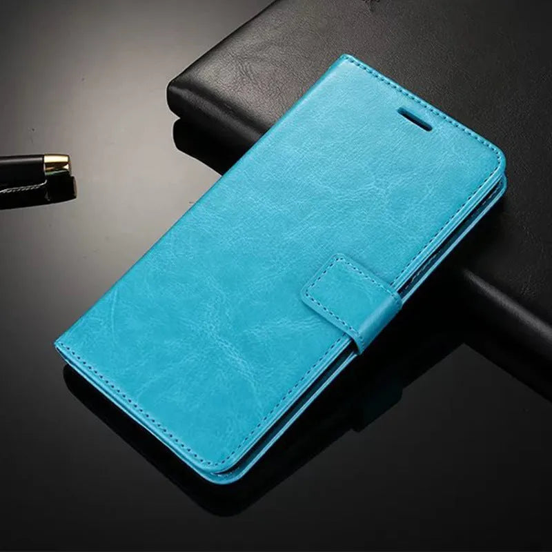 Wallet style Huawei phone case with card holster, TPU leather cover, crazy horse pattern, 70g