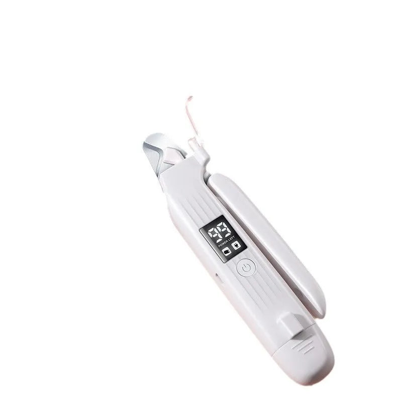 HZ8 White battery-powered dog nail clippers made from ABS plastic.