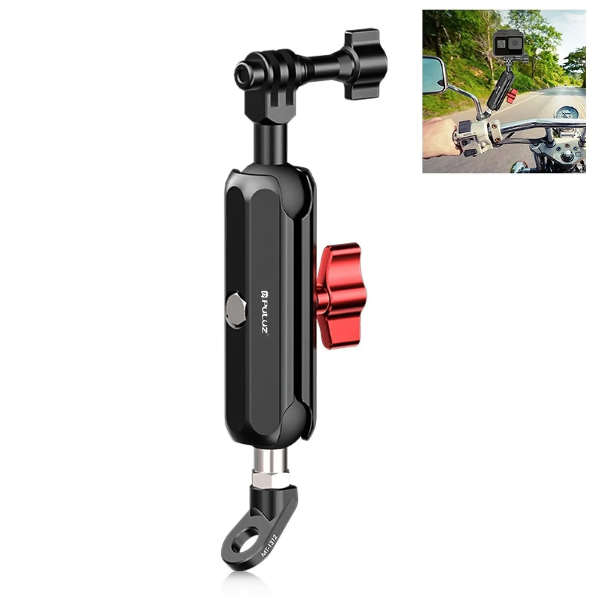CNC aluminium alloy motorcycle and bicycle camera bracket with five clamp options including pipe clamps and rearview mirror bracket