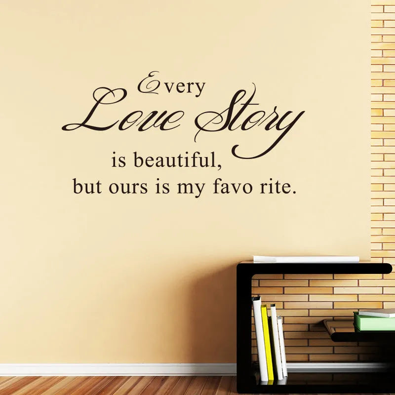 Black PVC wall sticker with printed English poetry and proverbs, 57x33cm, on a light wall
