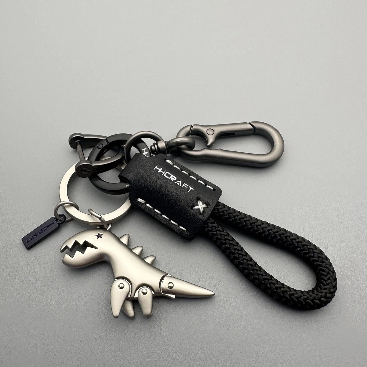 Cute cartoon little dinosaur keychain pendant in zinc alloy on schoolbag keyring
