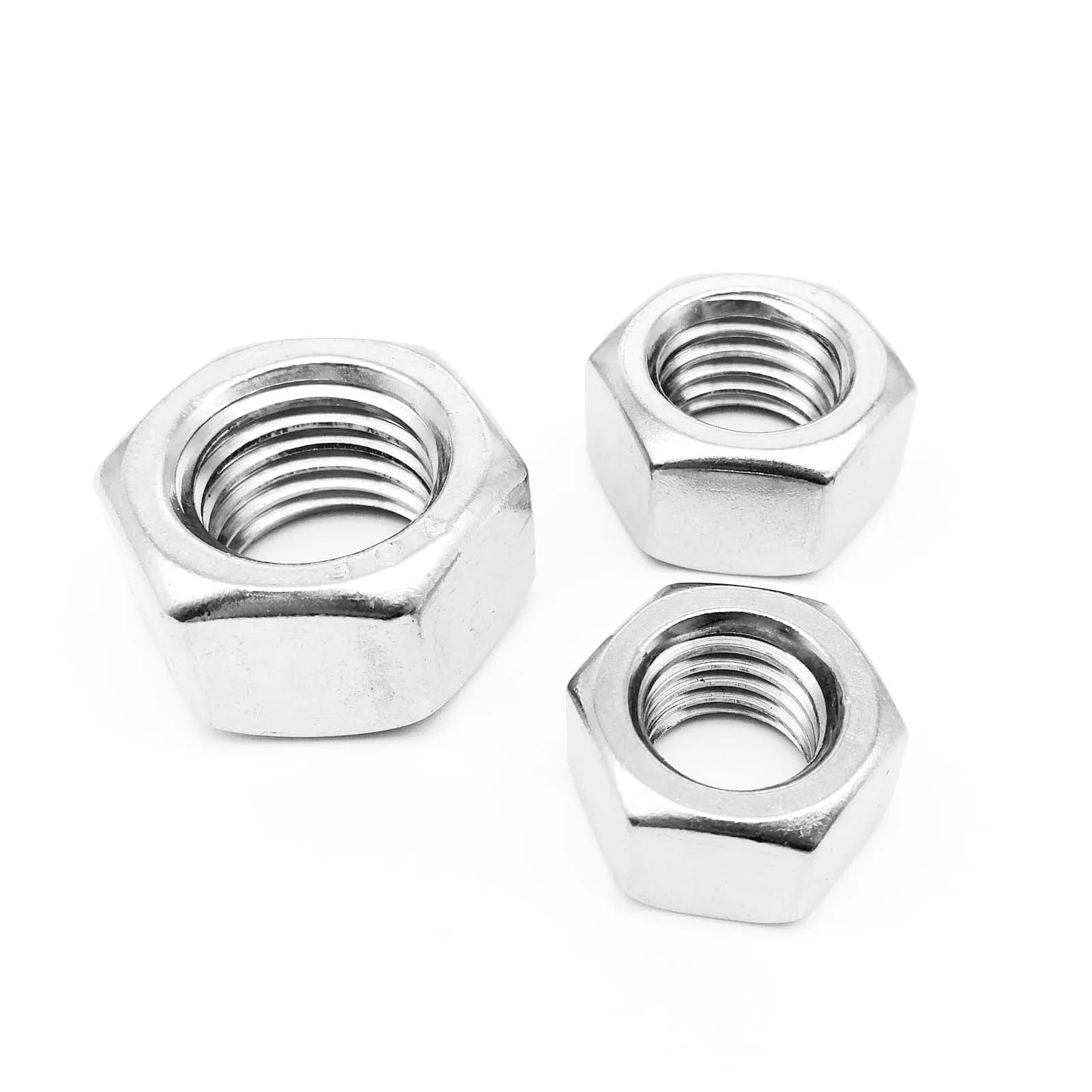 304 stainless steel thickened hexagon nut with metric thread, M6 to M56 size range