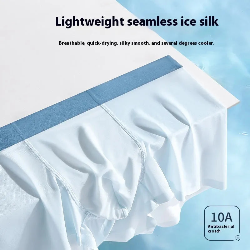 Men's Ice Silk cooling shorts in bean green colour with seamless design.