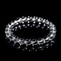 Natural white crystal bracelet with Donghai water round beads showing geometry design on wrist