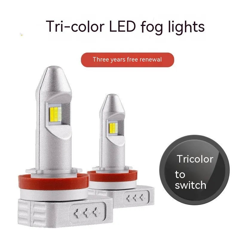 Aluminium LED fog light bulb unit with multiple base format options for car and motorcycle.