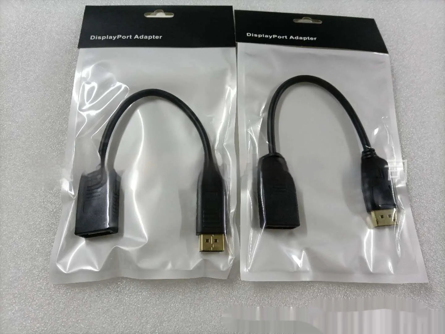 Black DisplayPort DP male to female extension cable adapter approximately 10cm long