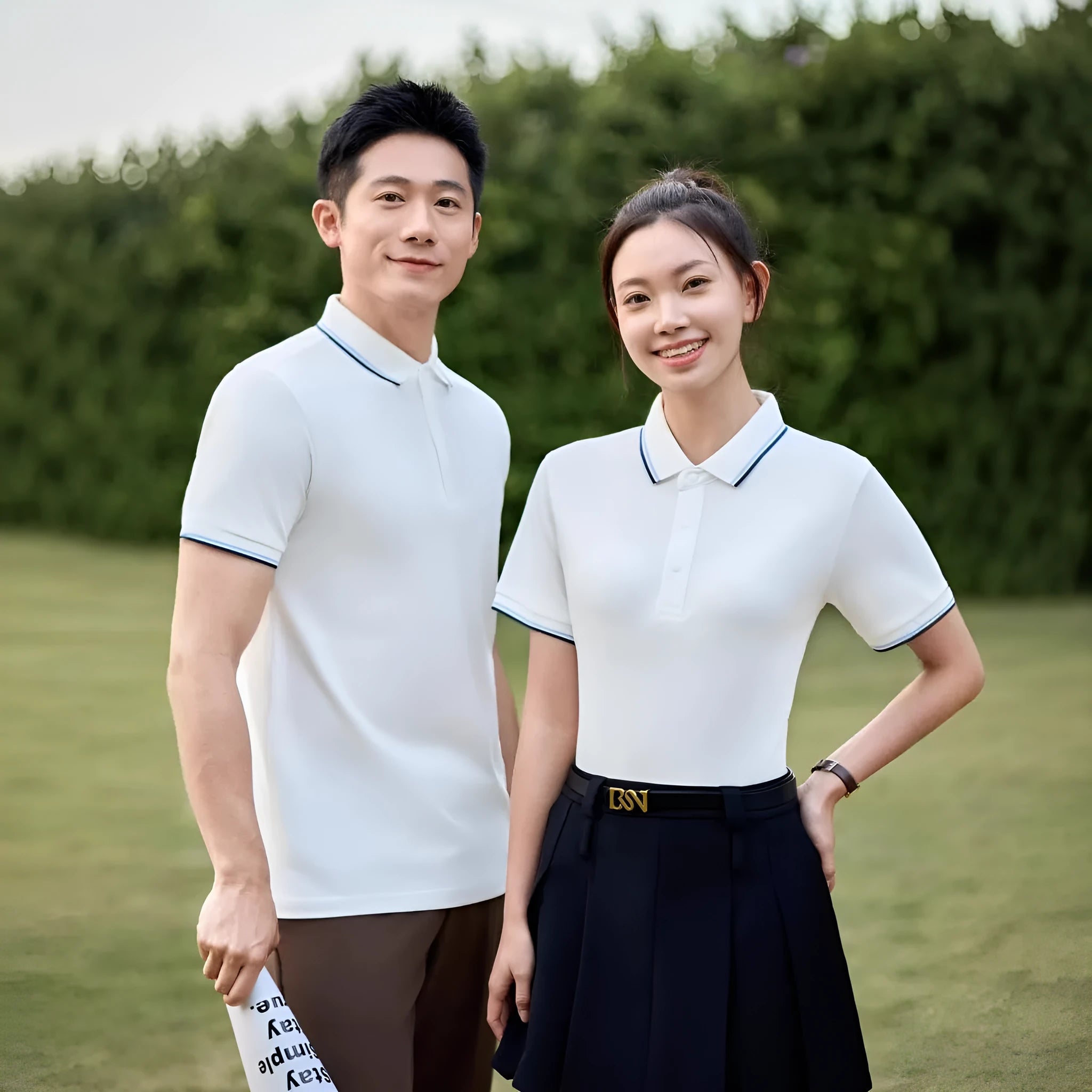 Pure cotton polo shirt with lapel collar and short sleeves in multiple colour options