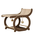 Solid wood cat tree with sisal scratching posts and a platform bed in walnut colour