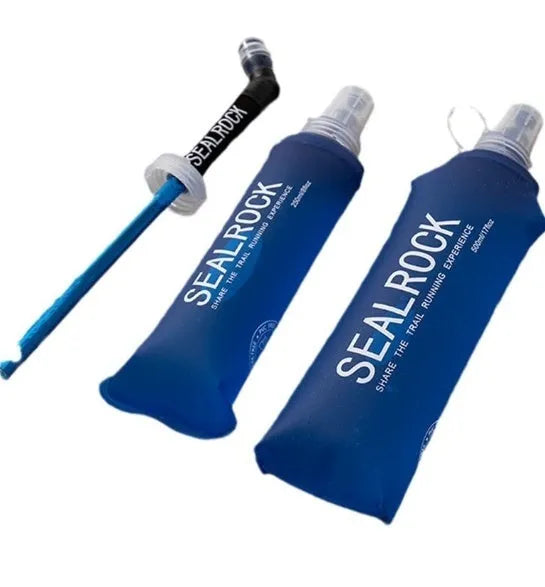 Portable plastic drinking straw with suction tube for outdoor hydration during mountain biking.