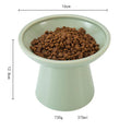 Blue elevated ceramic cat bowl with wide shallow dish for food or water.