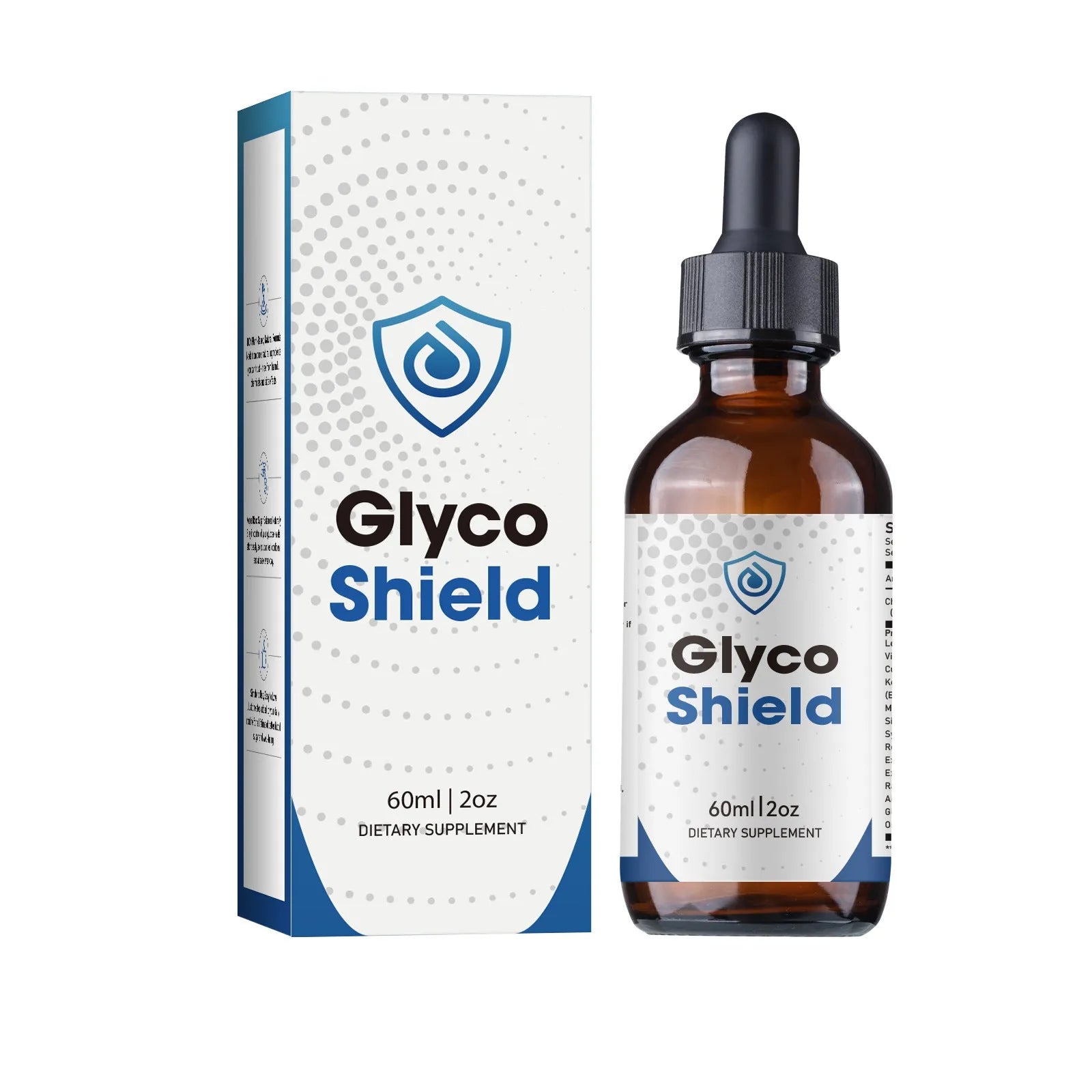 60ml bottle of dietary supplement drops for men with dropper and three-year shelf life
