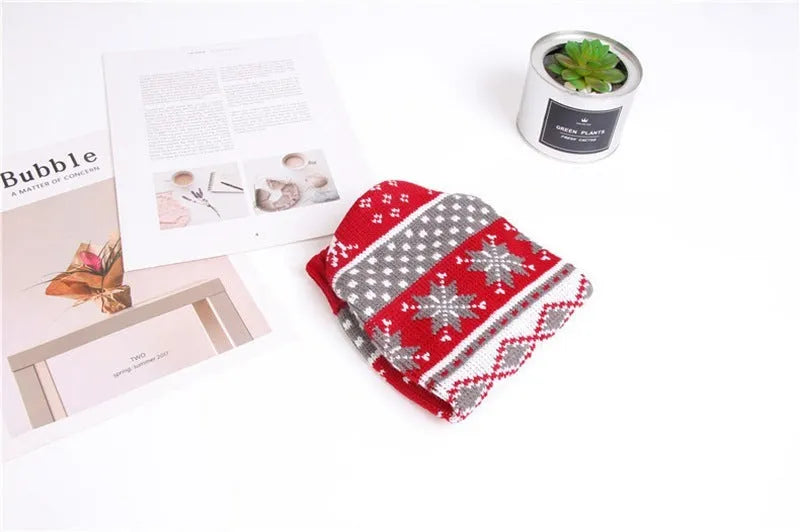 Red reindeer Christmas print dog turtleneck knitted acrylic sweater in sizes XS to XXL