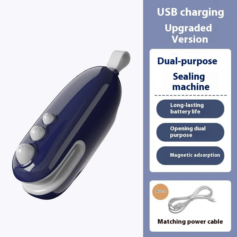 Household mini sealing machine automatic electric thermal capper in ivory white with compact ABS design