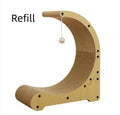 Corrugated paper cat scratching board with arc-shaped scraper bed, nest and climbing frame, plus replacement core.